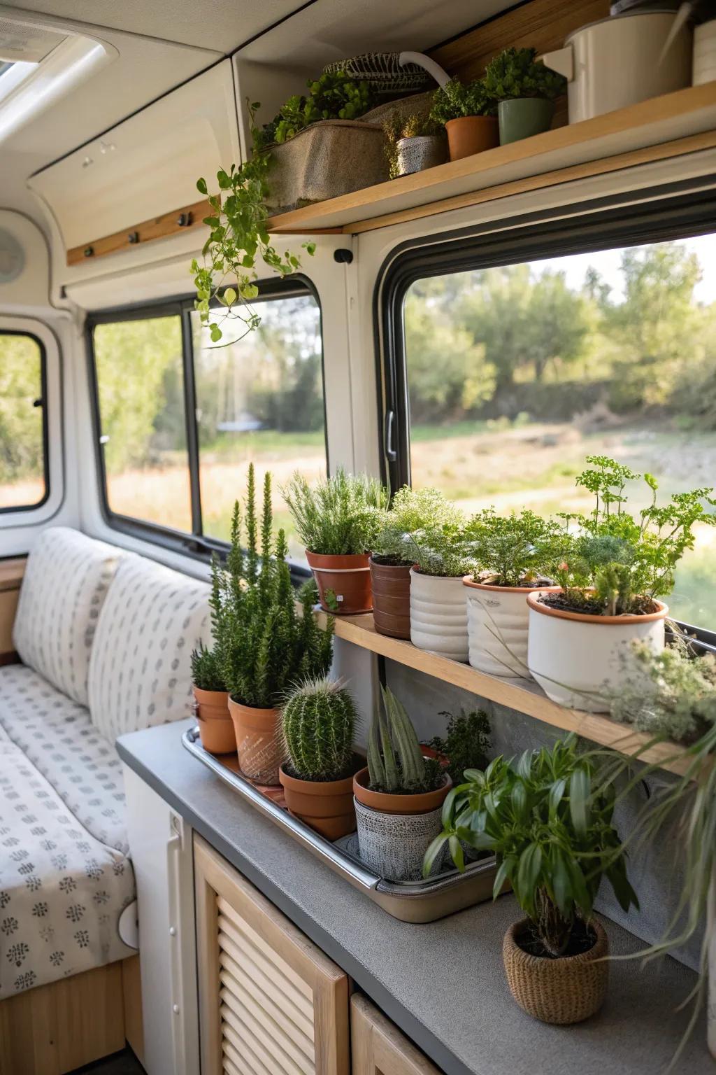 Indoor plants can add life and freshness to your RV interior.