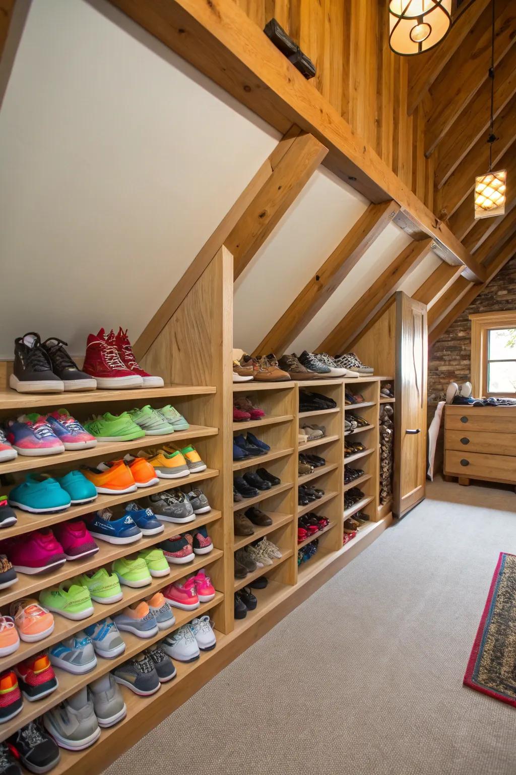 Custom shoe racks keep your collection organized and accessible.