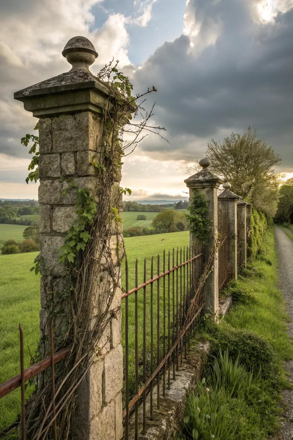 Enhance your boundary with the strength of stone pillars.