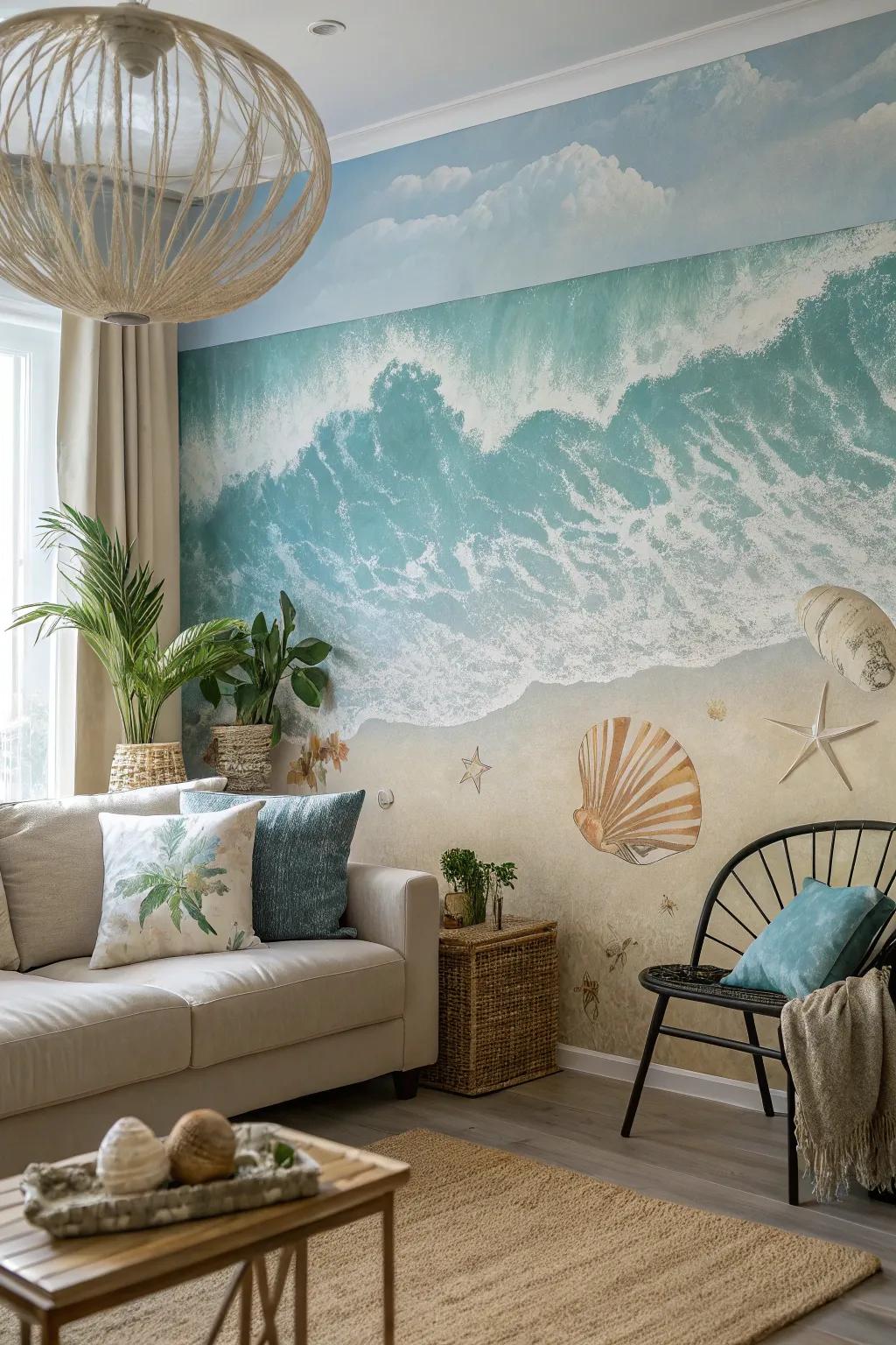 Bring seaside serenity indoors with coastal wallpaper.