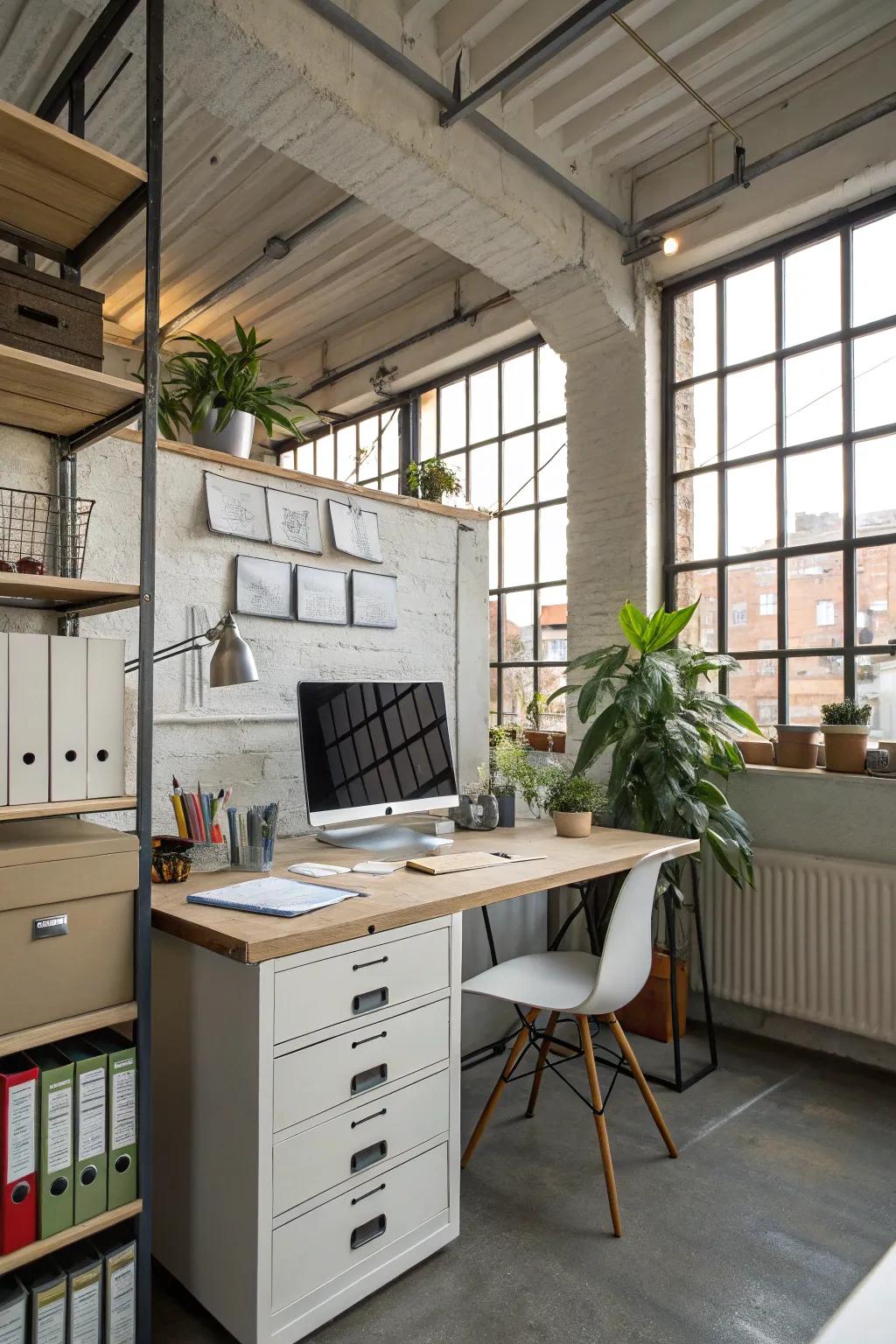 A functional workspace is the heart of your loft office.