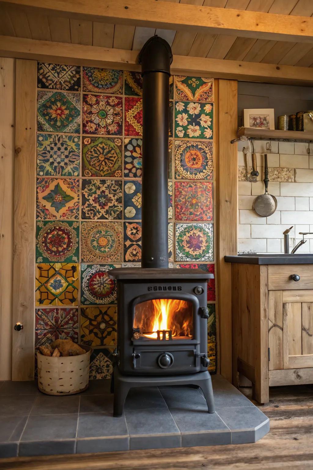 Mosaic tiles add artistic flair and color to your stove's backdrop.