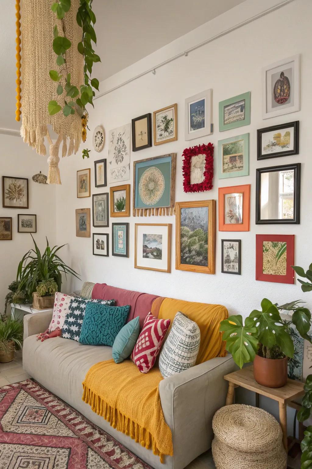 An eclectic mix of frames creates visual interest.