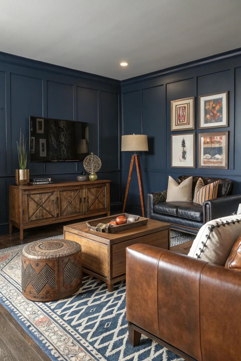 A bold accent wall can serve as a striking focal point in your living room.