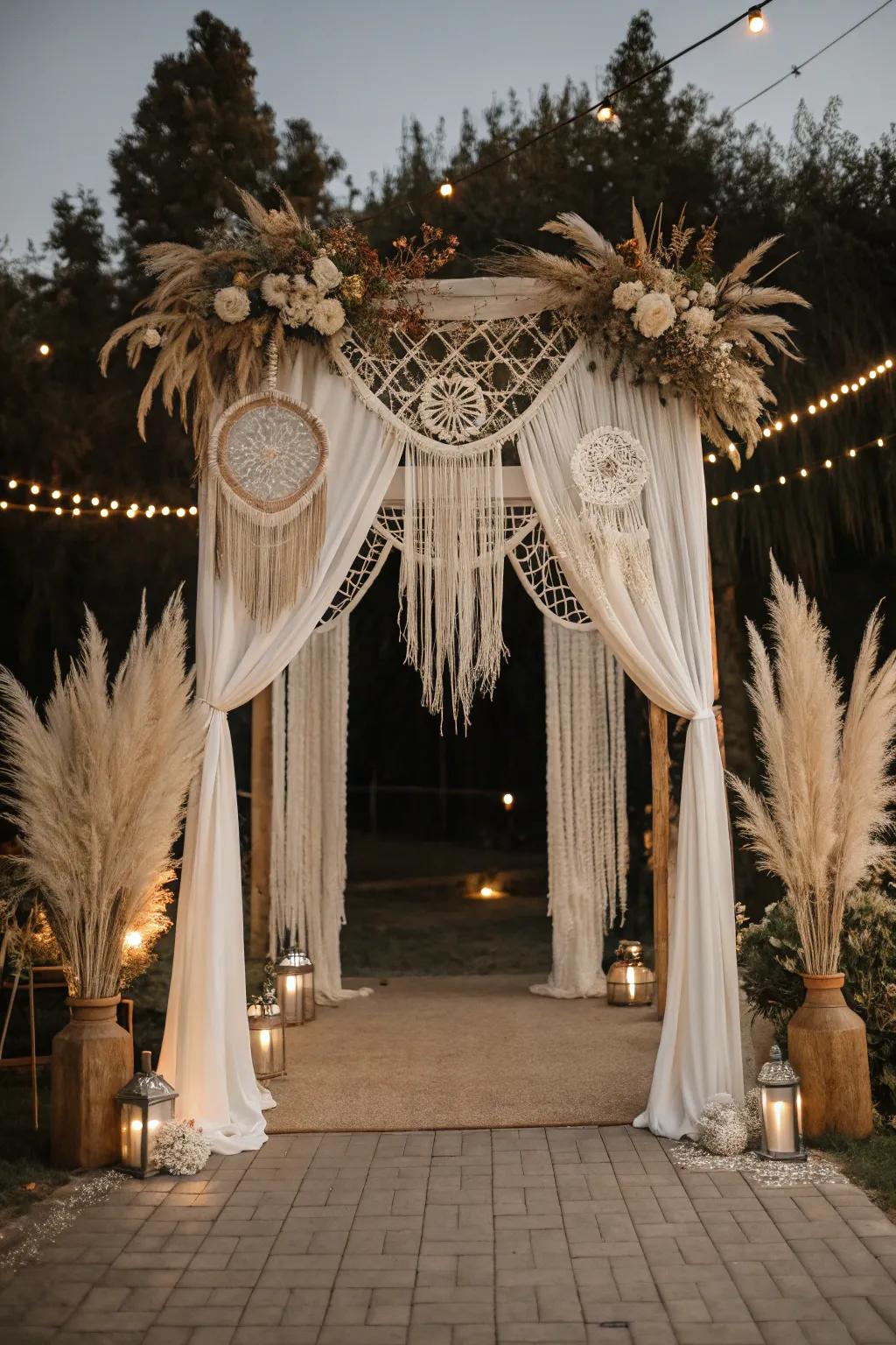 A boho-inspired arch perfect for a free-spirited wedding.