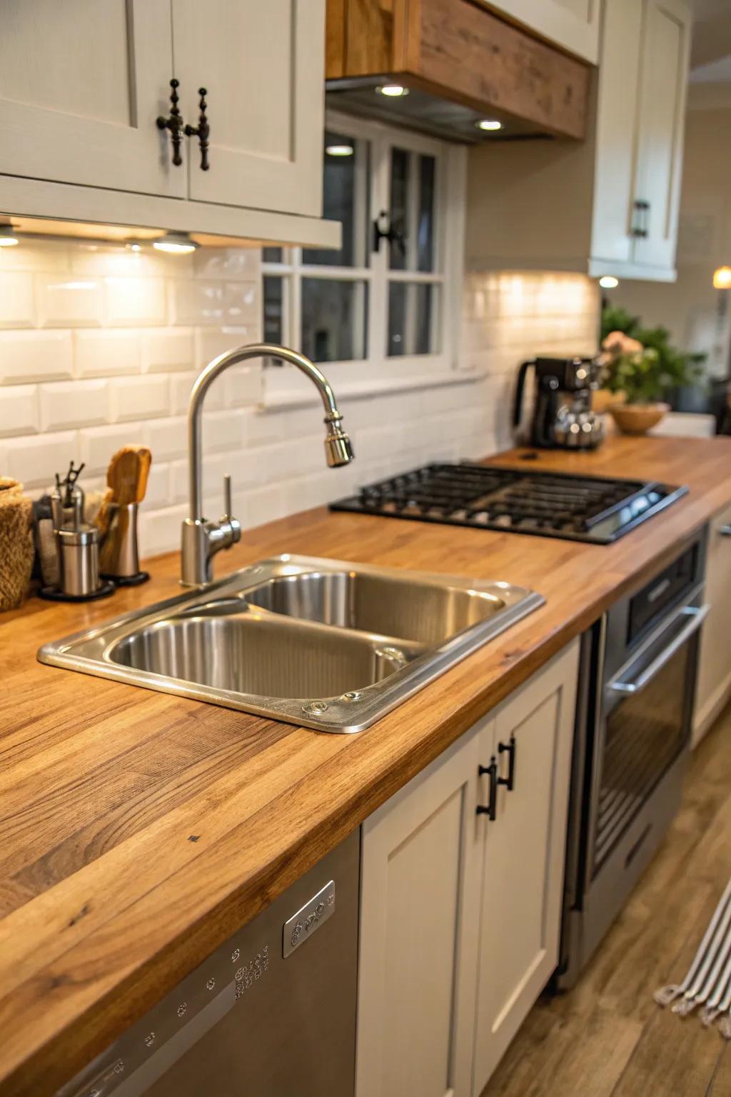 A harmonious blend of wood and metal for a balanced kitchen design.