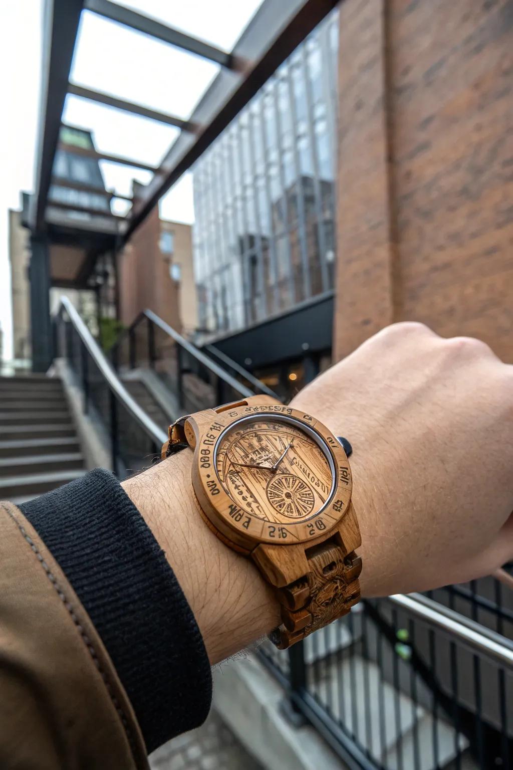 Engraved wooden watches combine elegance with natural beauty.