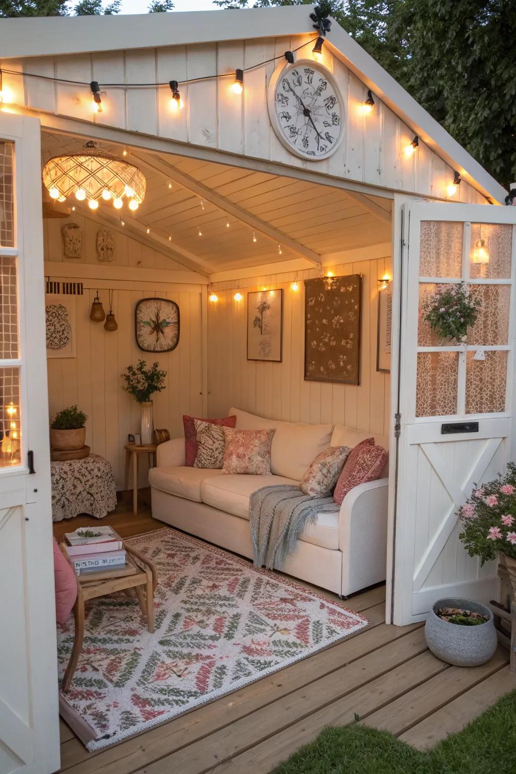 Create a personal retreat with a she shed inside your shed.