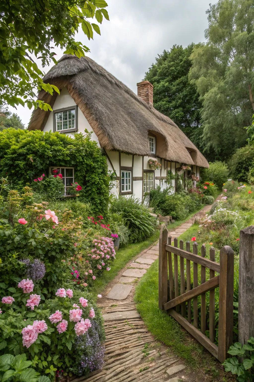 Embrace rustic charm with a traditional thatch roof.