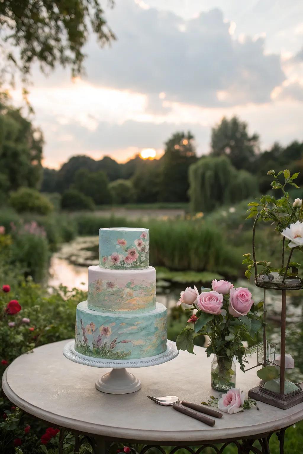 Monet's Water Lilies cake brings elegance and tranquility to your celebration.