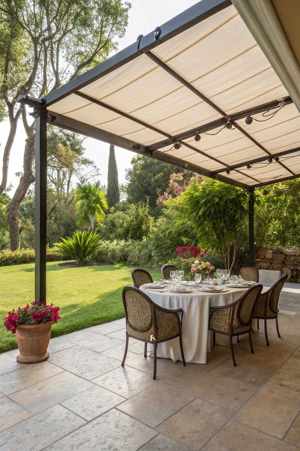 Enjoy versatile shade with freestanding awnings.