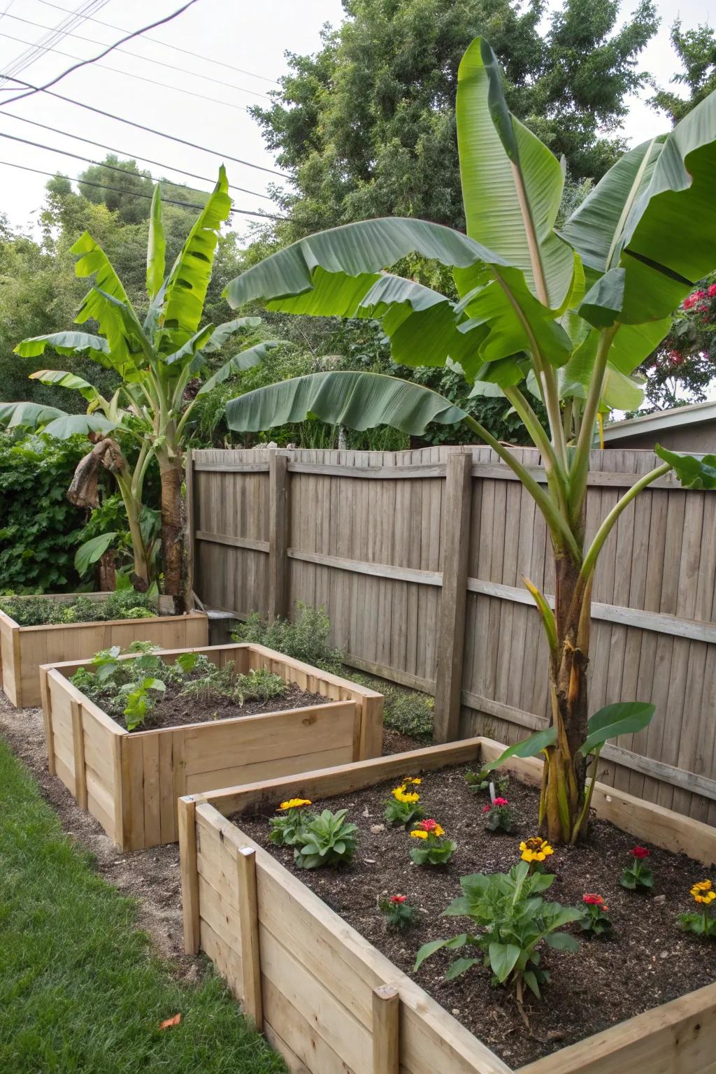 Keep your banana trees organized with raised garden beds.