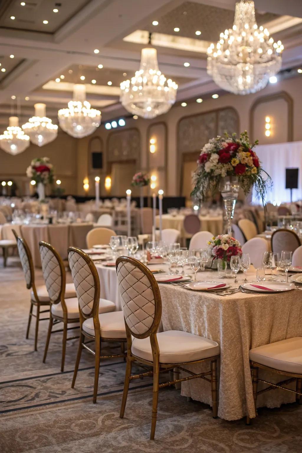 Fashionable seating arrangements that complement the decor.