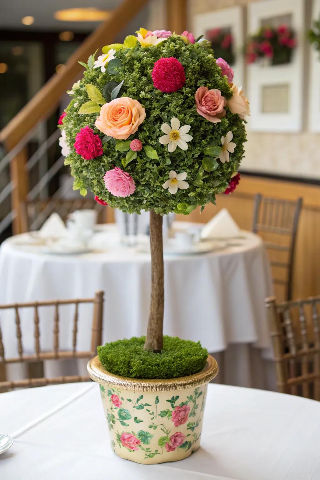 Topiary centerpieces bring a touch of elegance to any event.