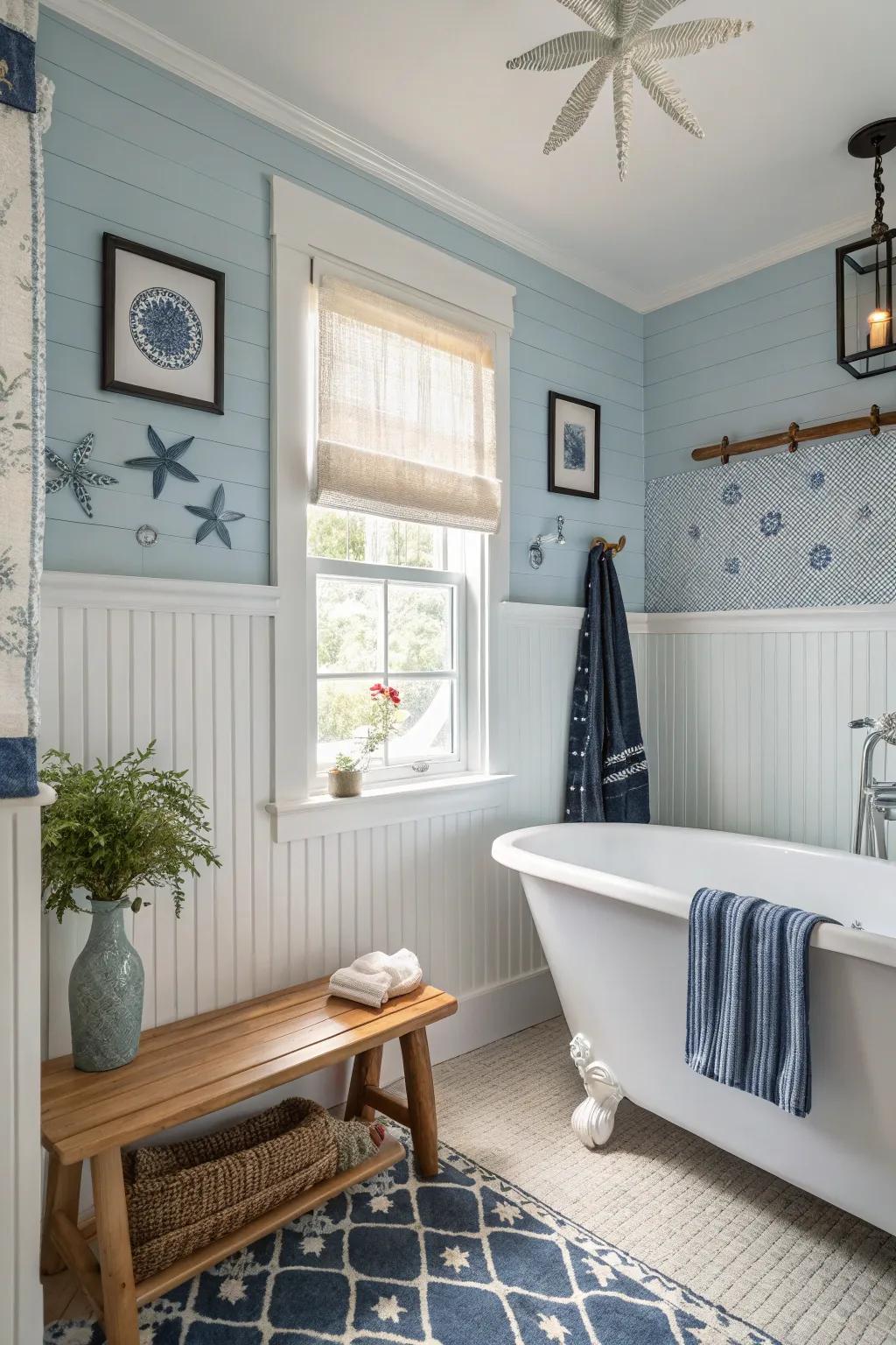 Create a beachy vibe with coastal-inspired beadboard design.