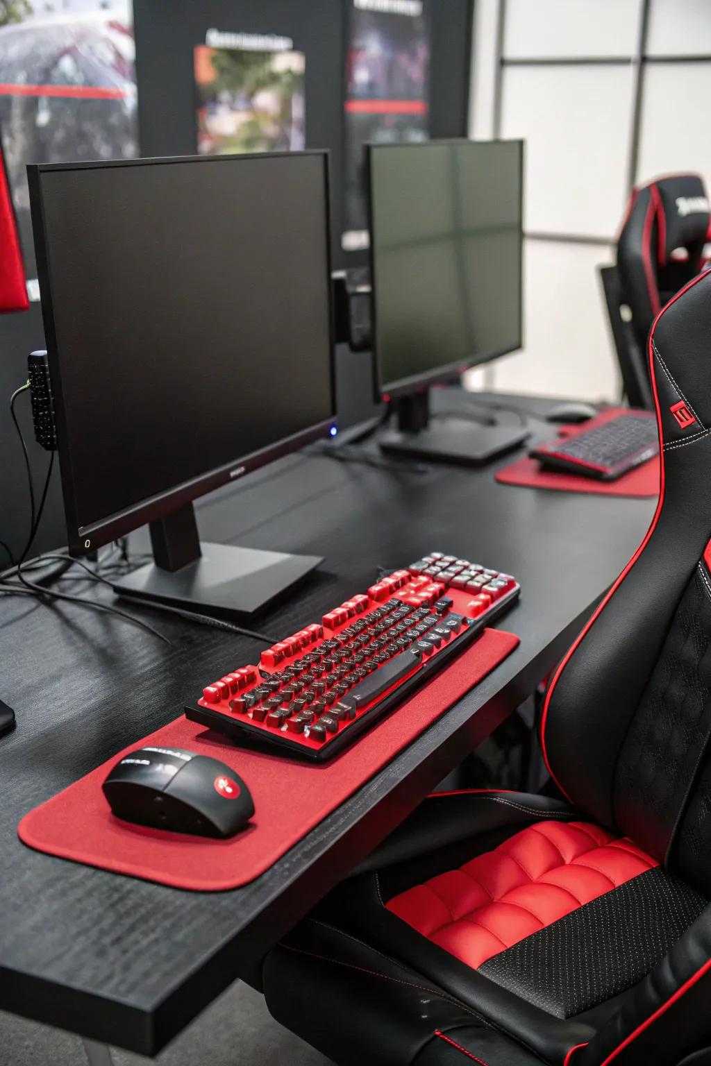 Multiple monitors enhance the gaming experience, offering a broader field of view.