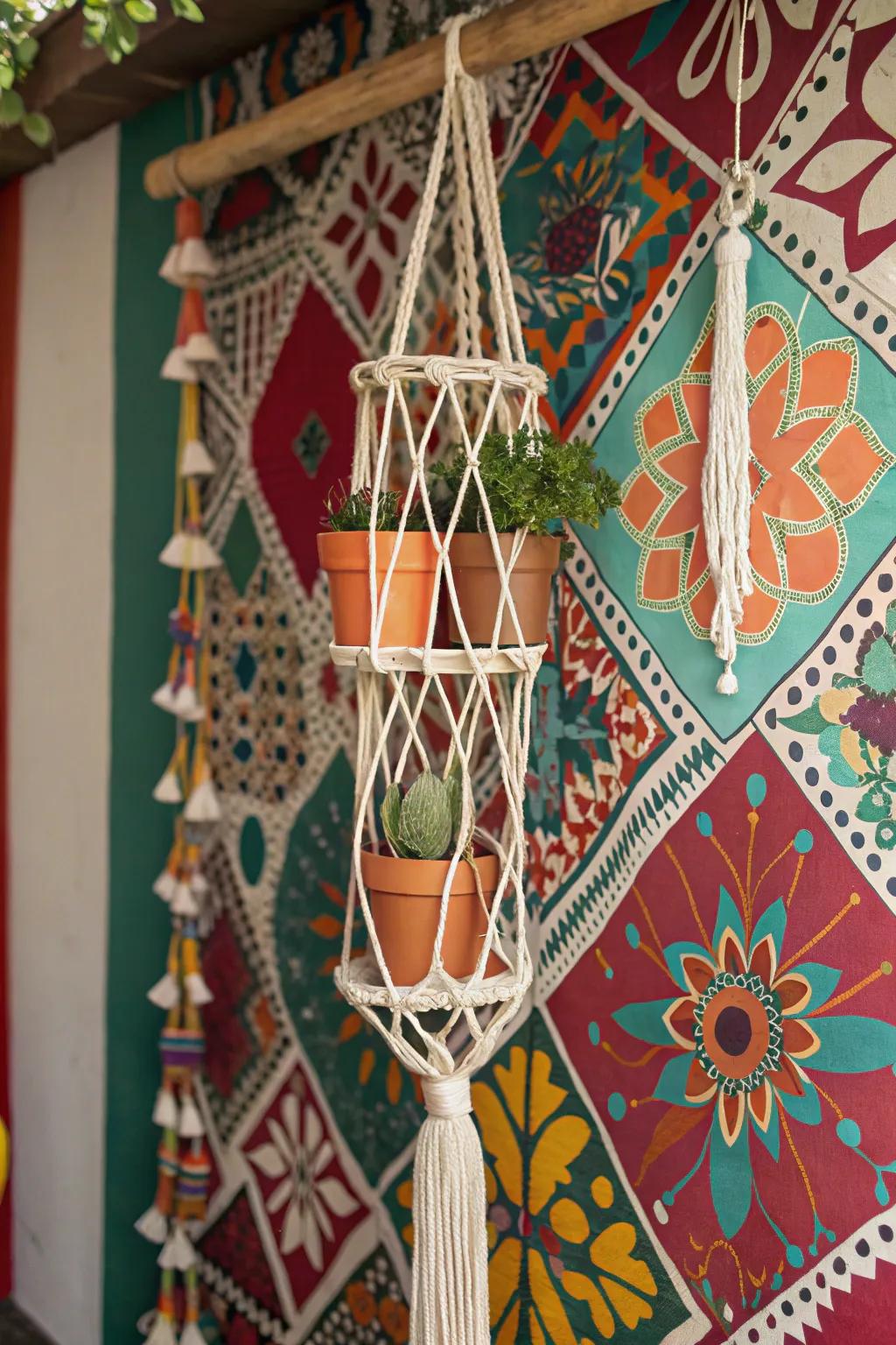 Macramé organizers bring texture and charm to your walls.