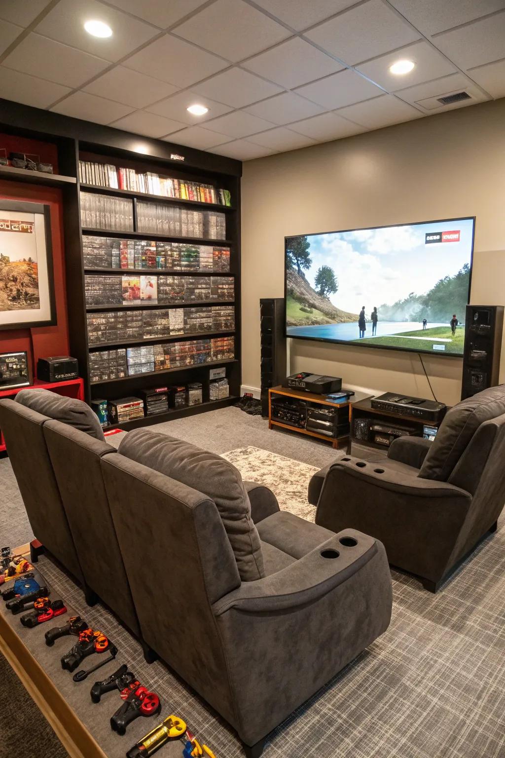 A dedicated gaming zone with the latest tech and comfort.