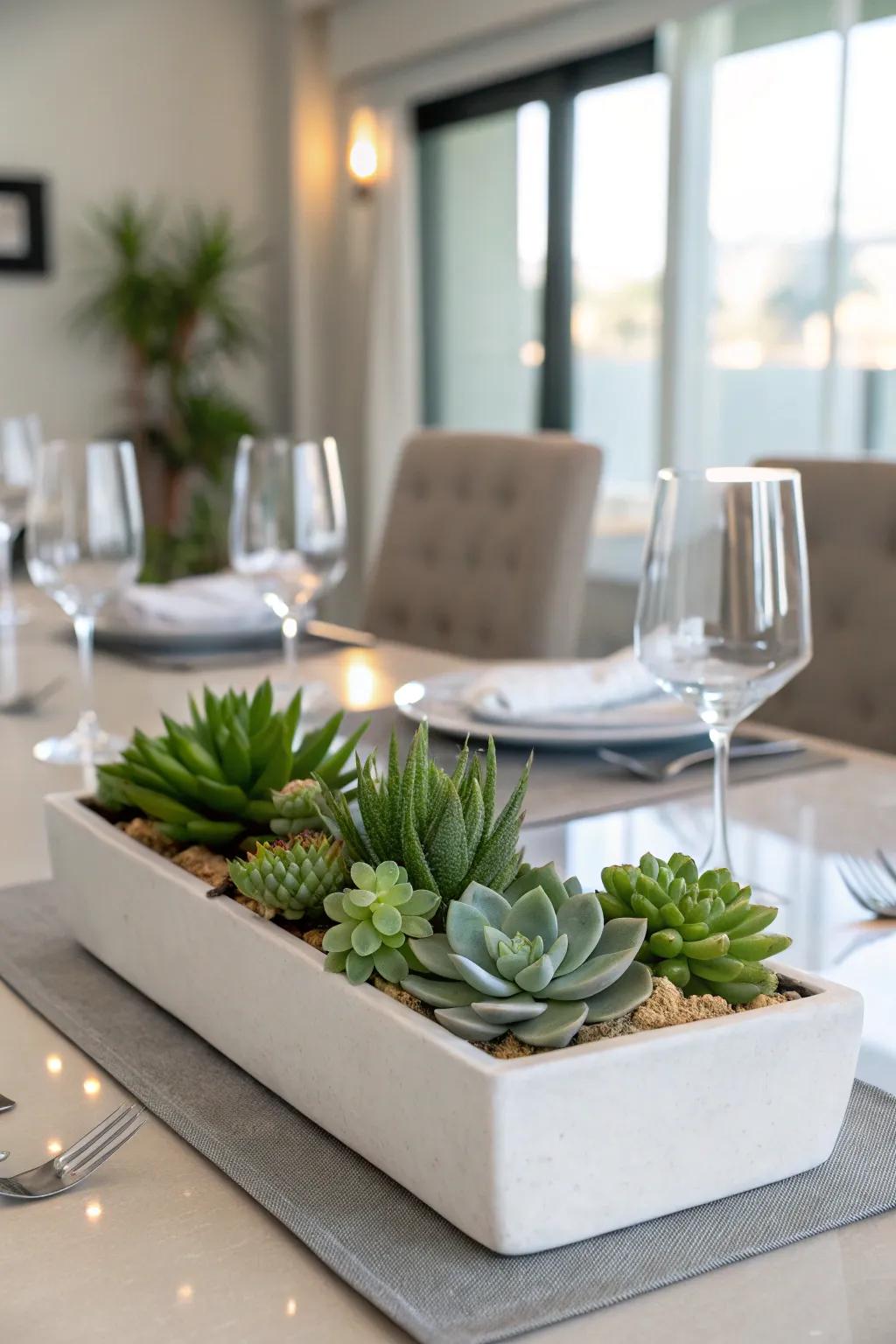 Succulents bring a modern and minimalist touch to the table.