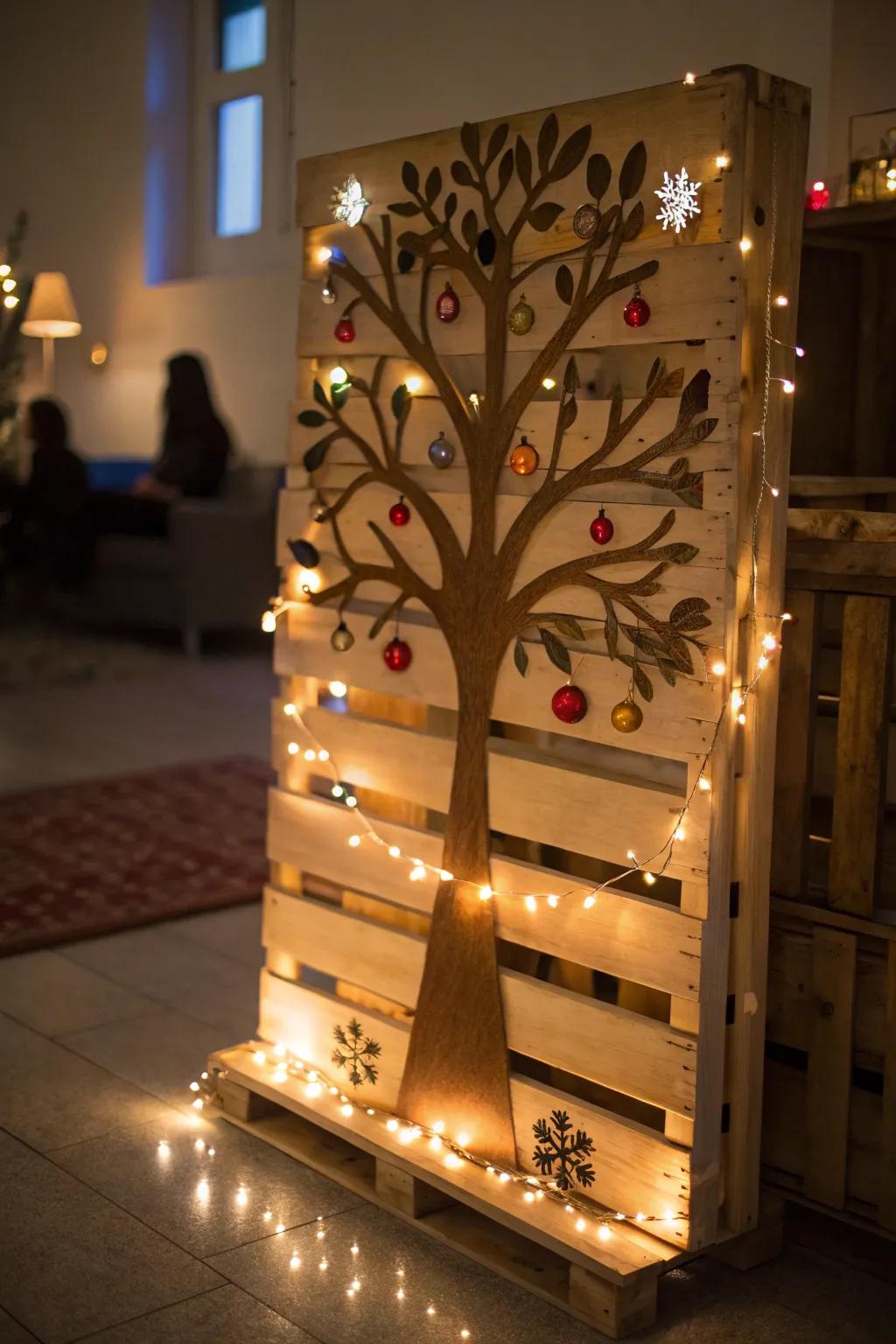 Enchant your space with a light-up pallet art.