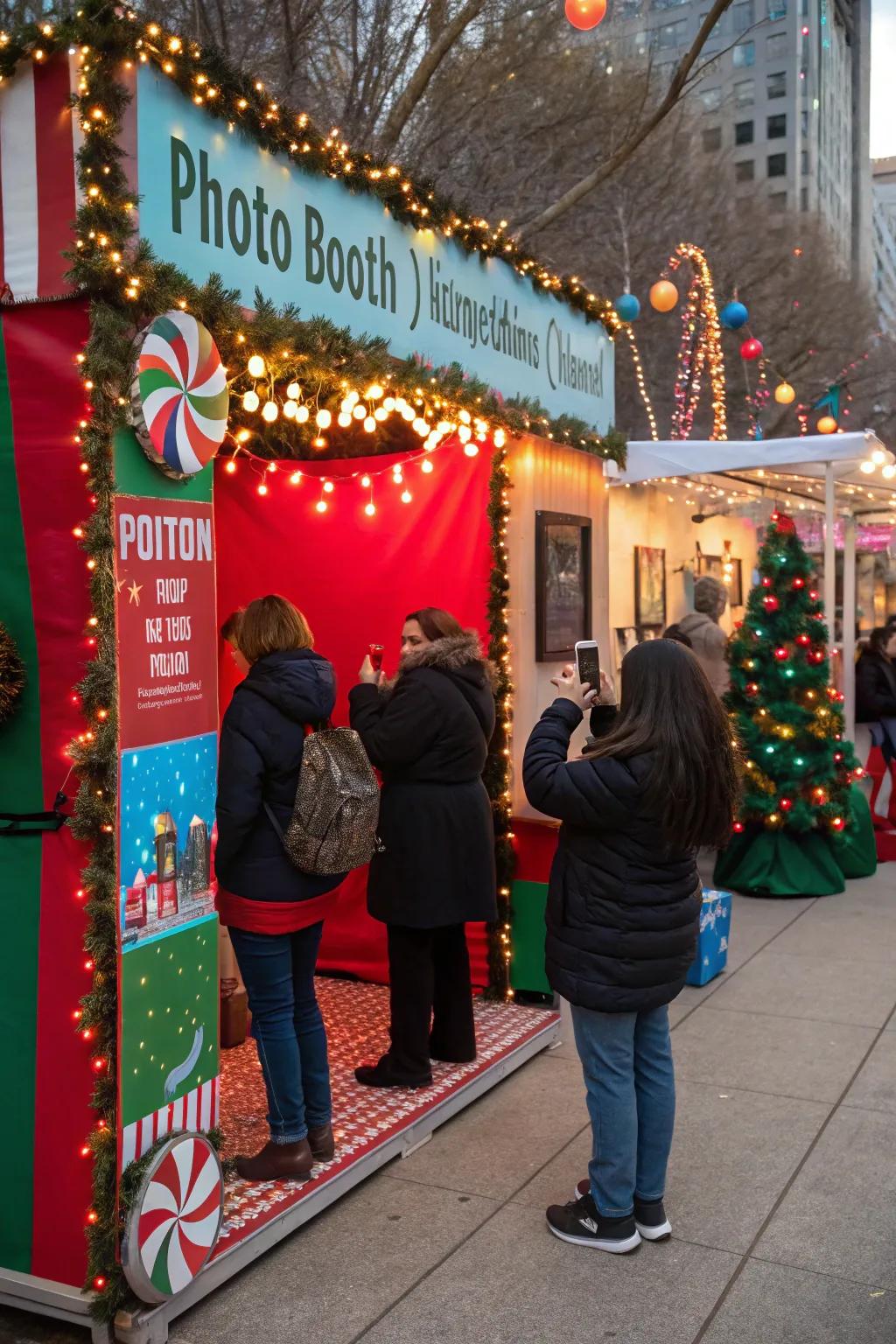 A photo booth corner adds interactivity and fun.