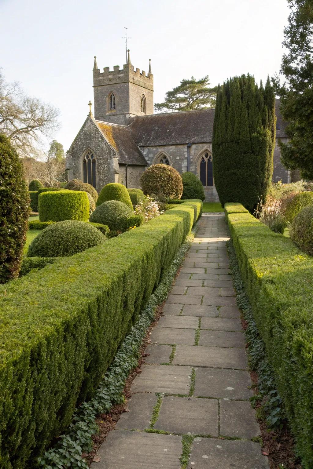 Structured greenery enhances both privacy and beauty.