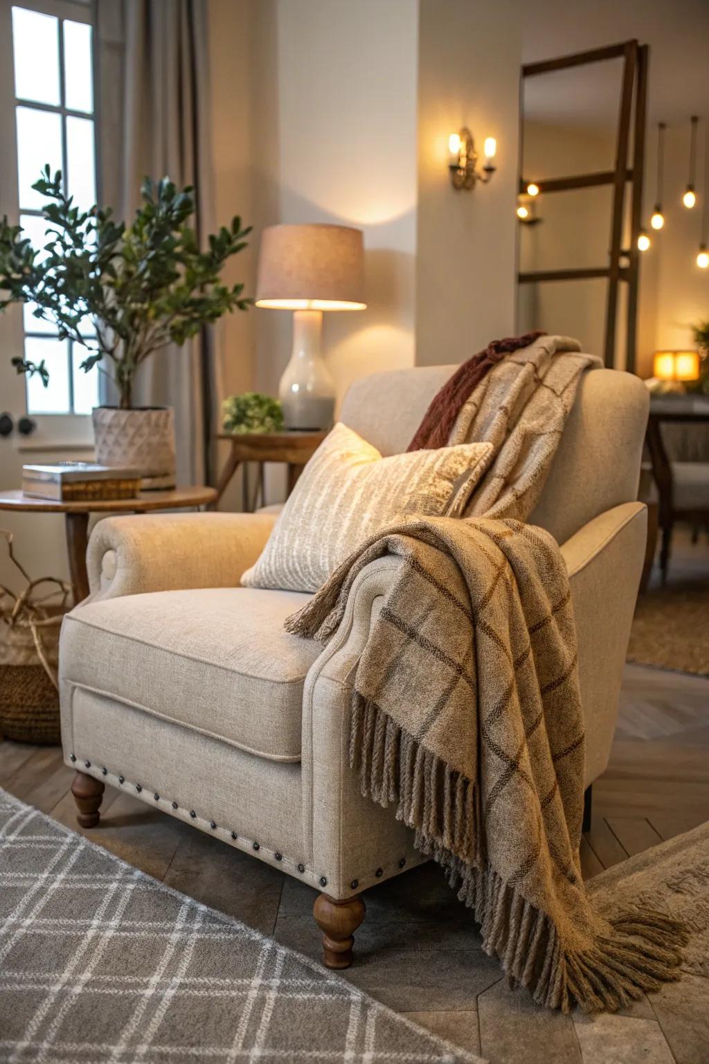 Comfortable seating is key to a welcoming coastal farmhouse environment.