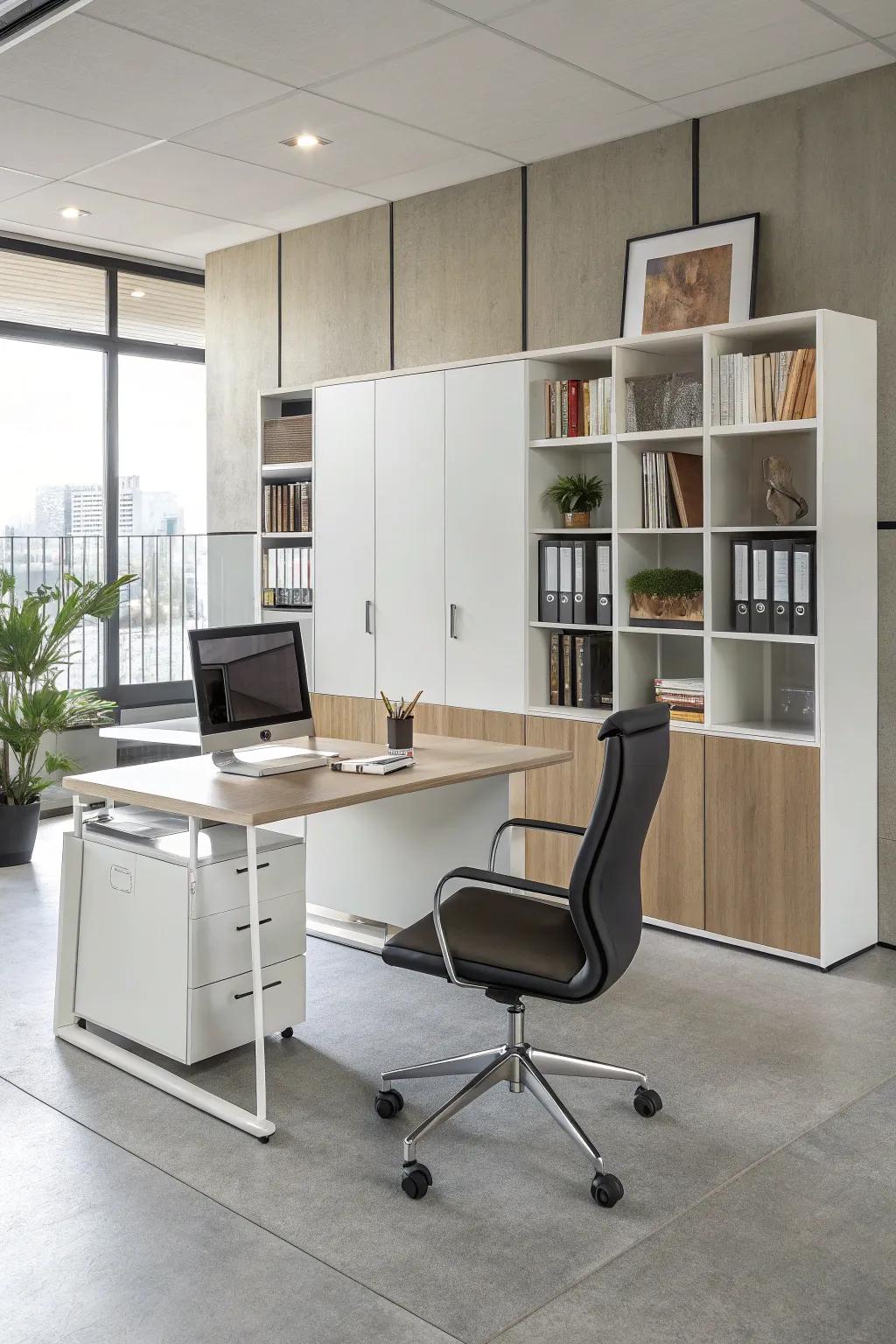 Sleek and modern furniture enhancing the professional look of an office.