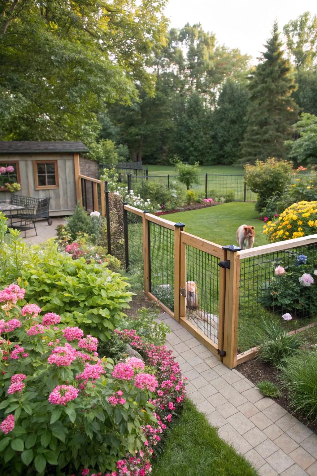 A garden-integrated fence that blends beautifully with nature.