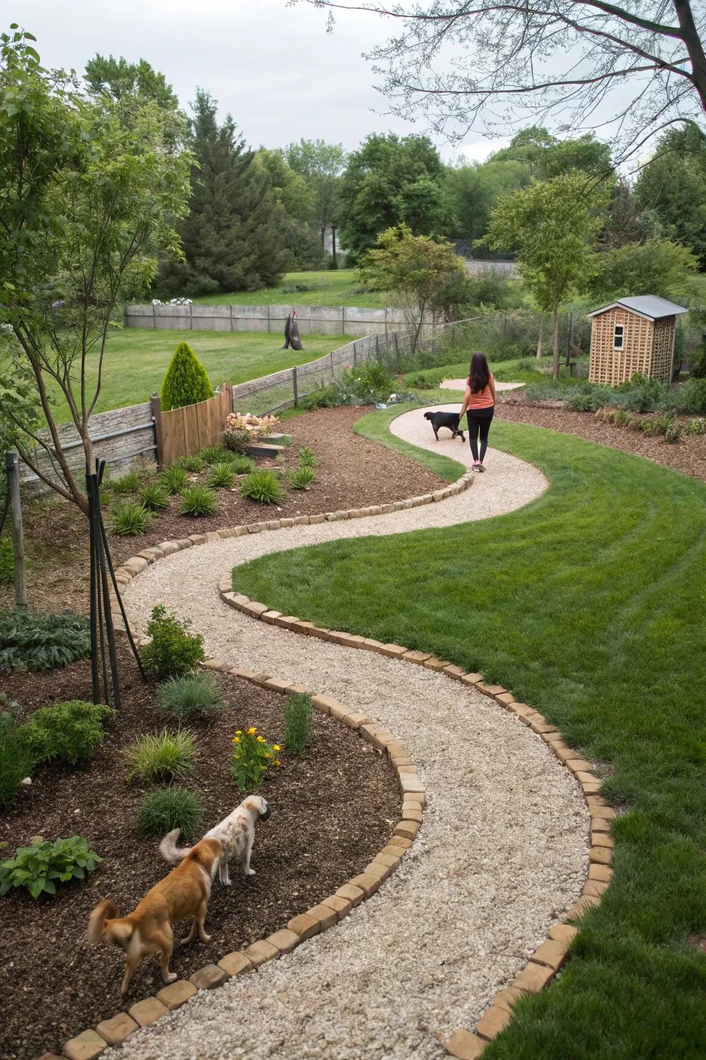 Natural paths keep your yard tidy and fun for dogs.