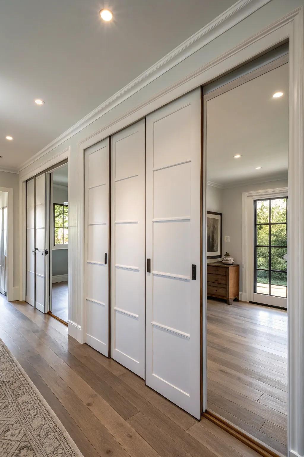 Achieve a clean look with pocket doors.