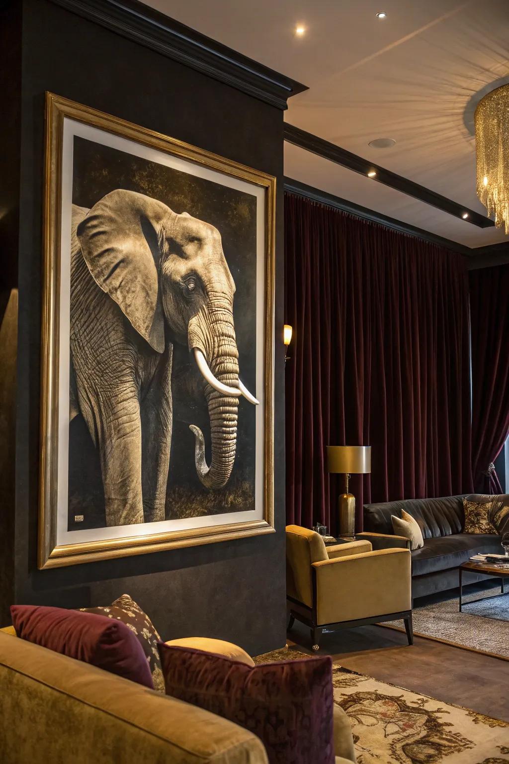 Metallic accents in elephant prints add a luxurious feel to your decor.