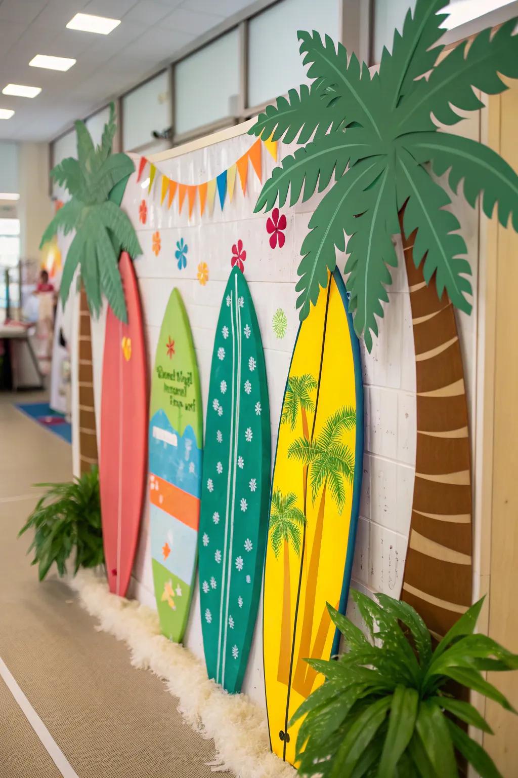 A retro-themed board bringing summer vibes to the classroom.