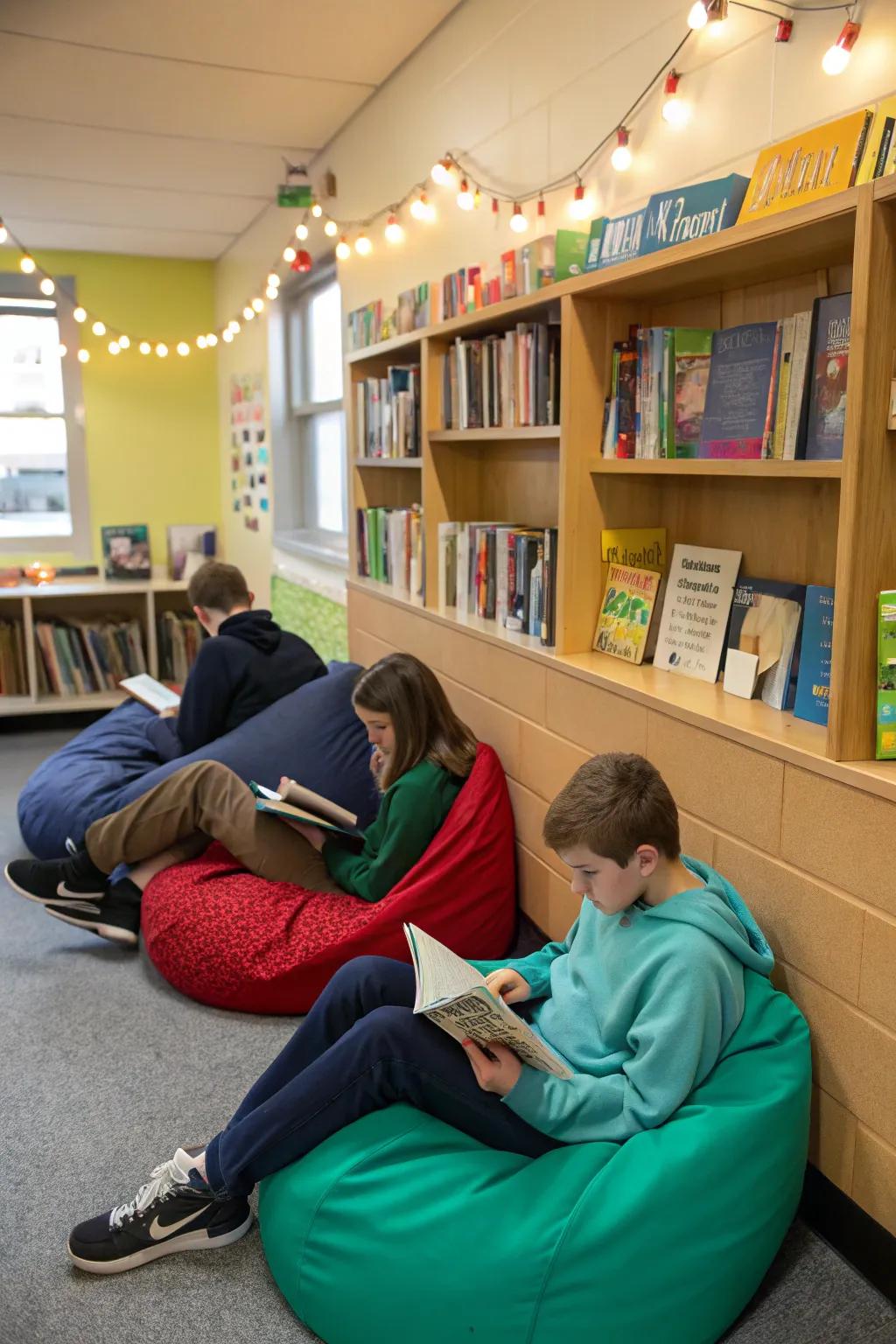 A cozy reading nook inviting students to dive into books