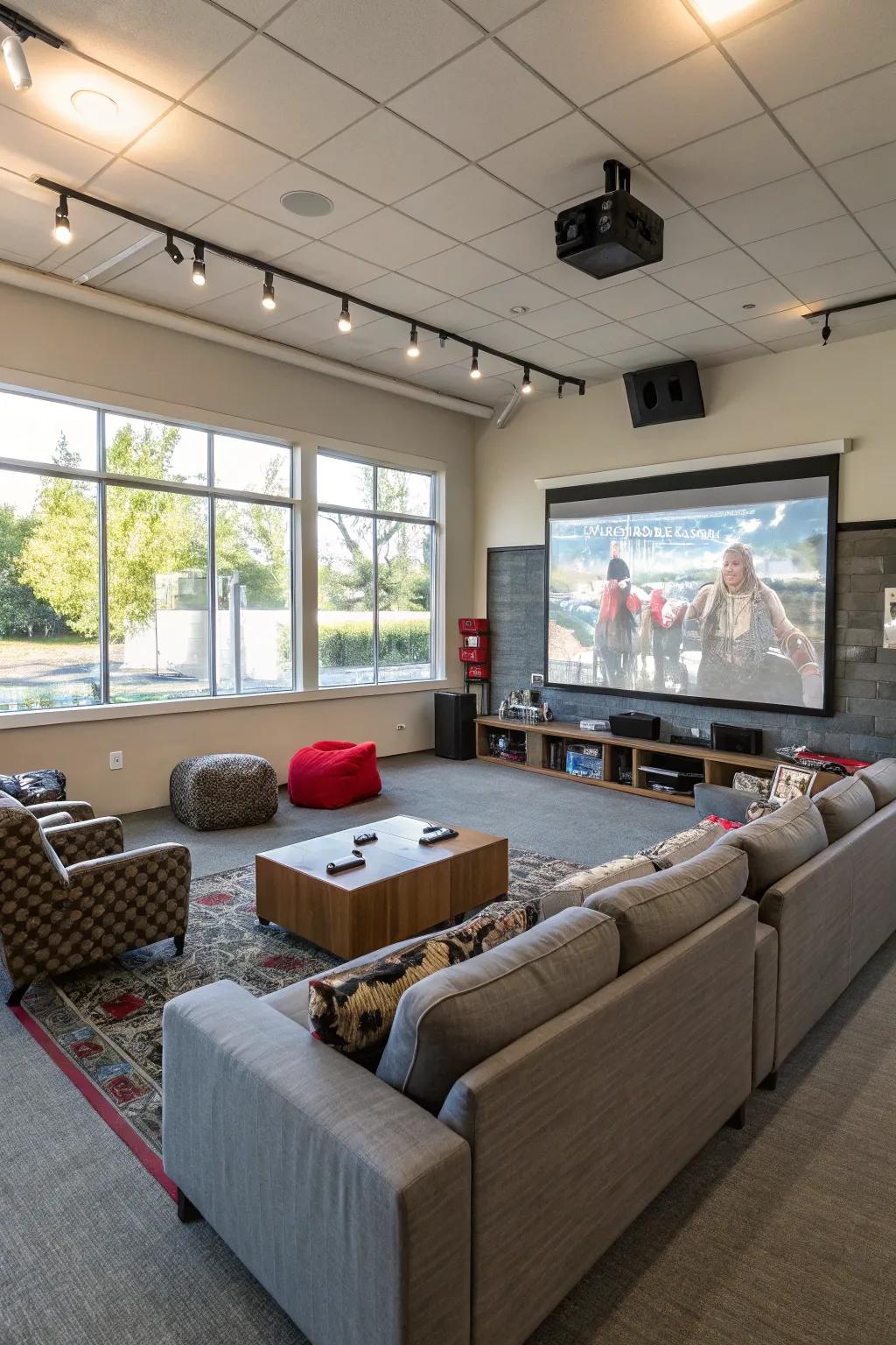 Versatile entertainment spaces that adapt to your needs, from movies to games.