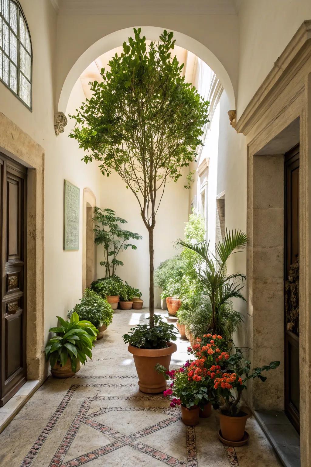 Greenery adds life and vibrancy to your entryway.
