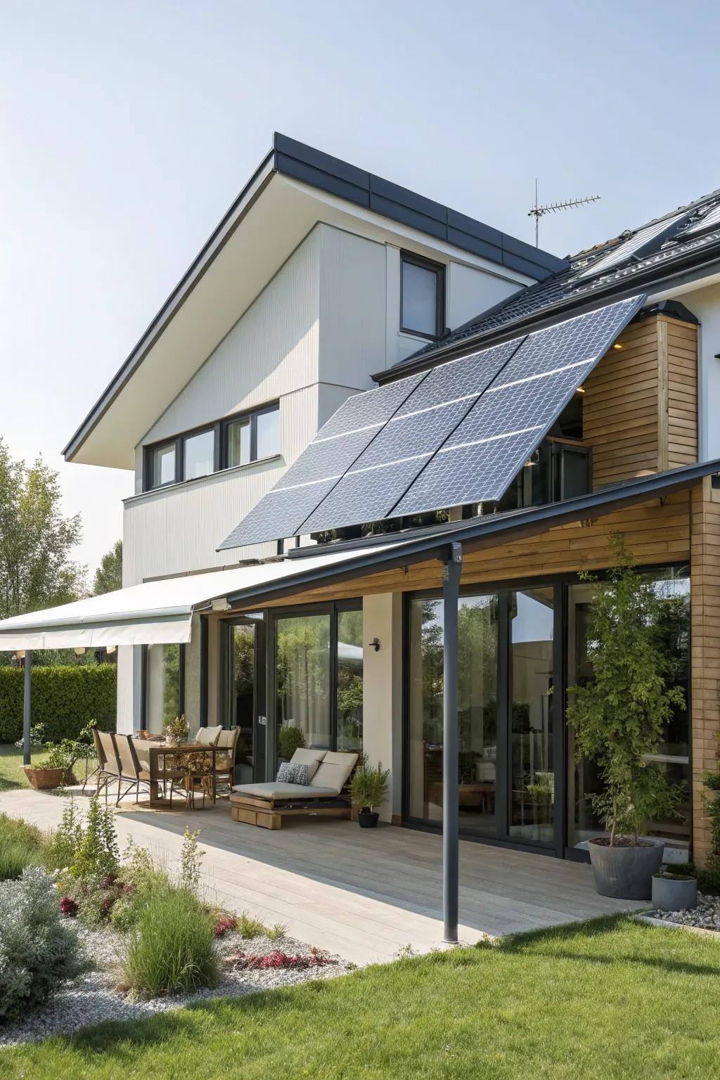 Solar-powered awnings combine style with sustainability.
