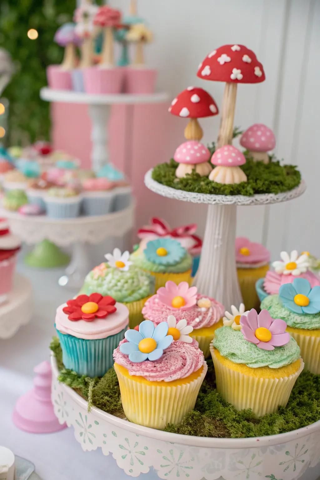 A dessert table full of whimsical treats and sweets.