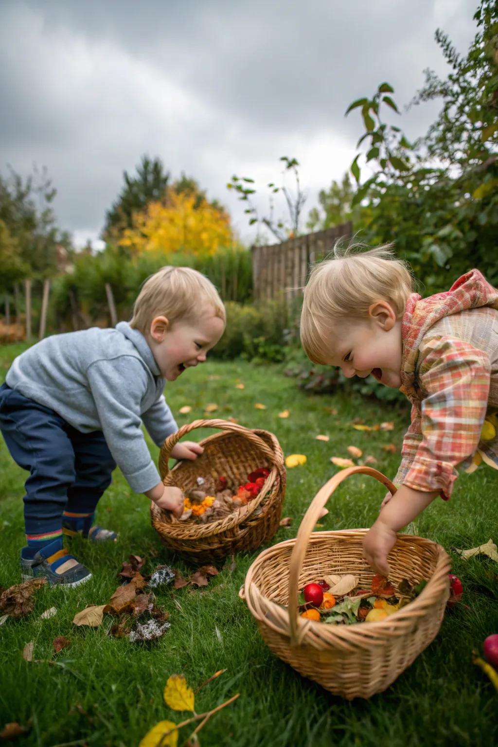 A nature treasure hunt encourages exploration and discovery.