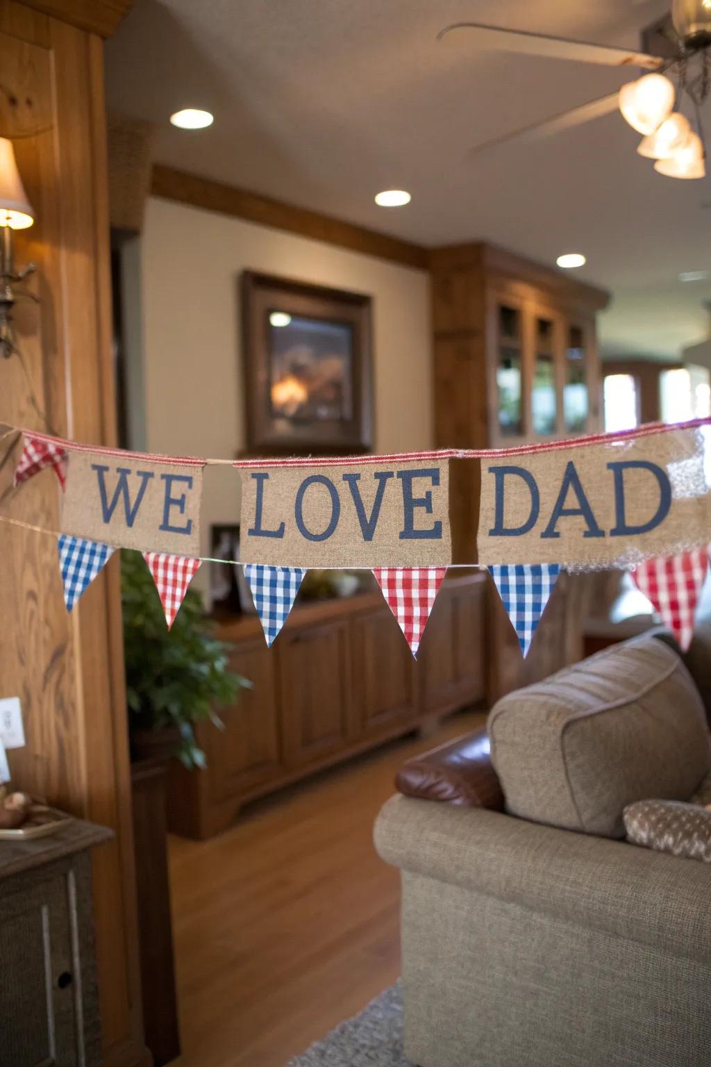 Celebrate with heartfelt banners and cozy patterns.