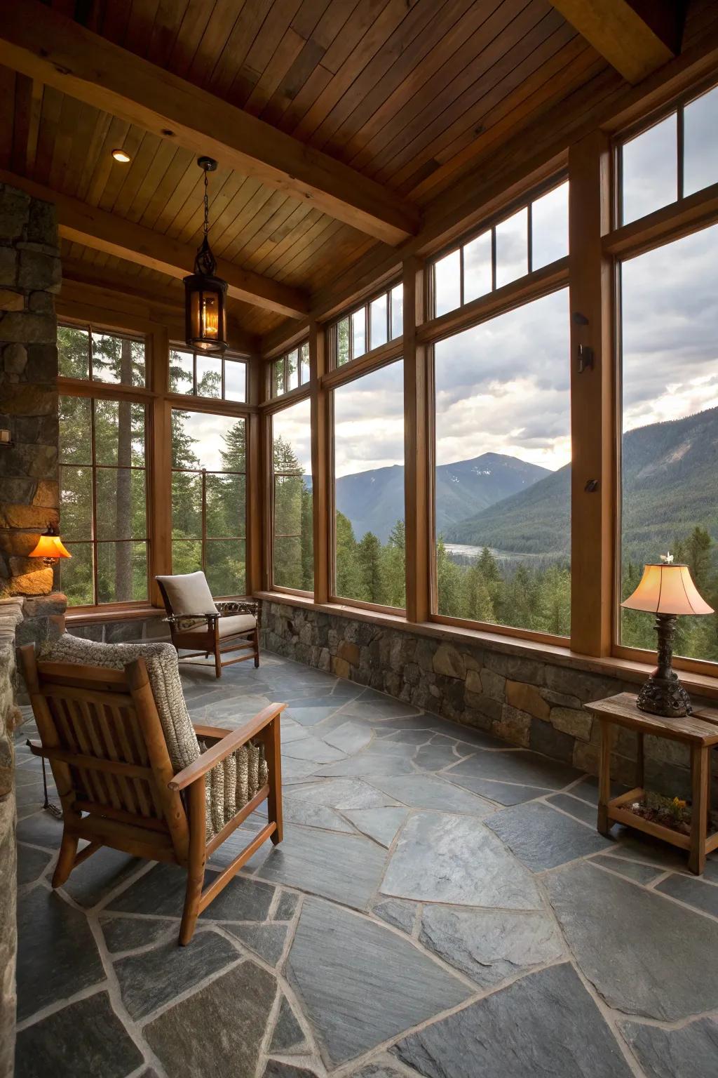 Natural stone flooring creates a luxurious touch in any setting.