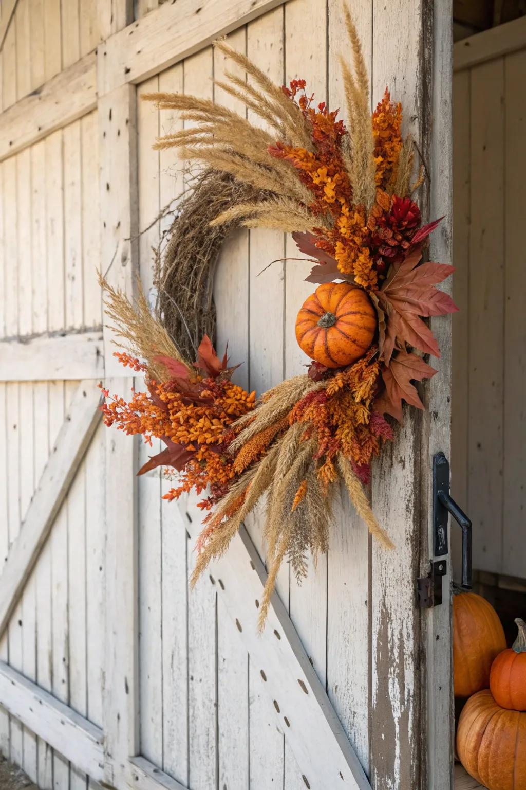 Cozy autumn vibes with a harvest wreath.