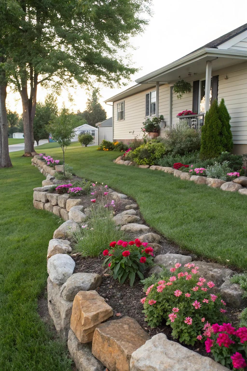 Rock accents add texture and visual interest to your landscape.