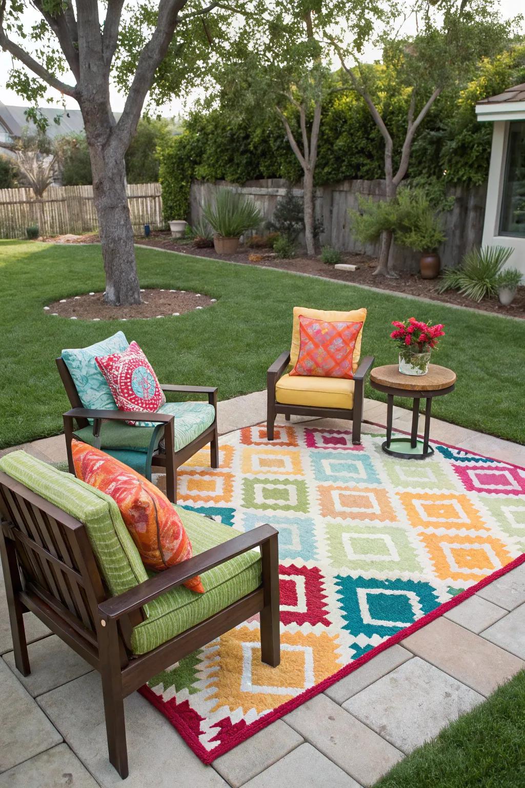 Define your space with a versatile outdoor rug.