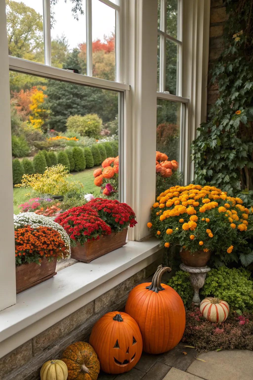 Seasonal decorations keep your window lively.