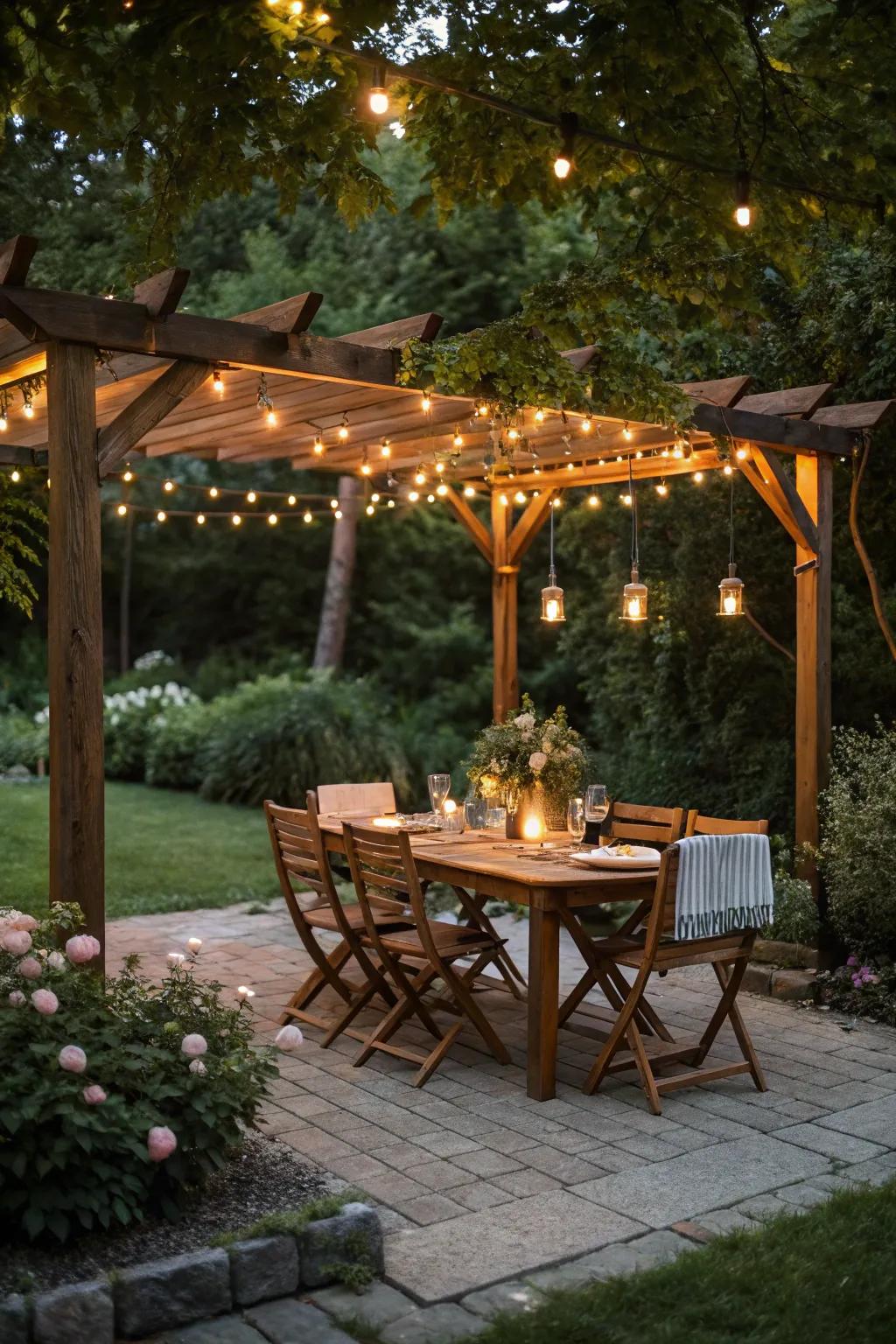 An inviting outdoor dining space for enjoying meals in the fresh air.