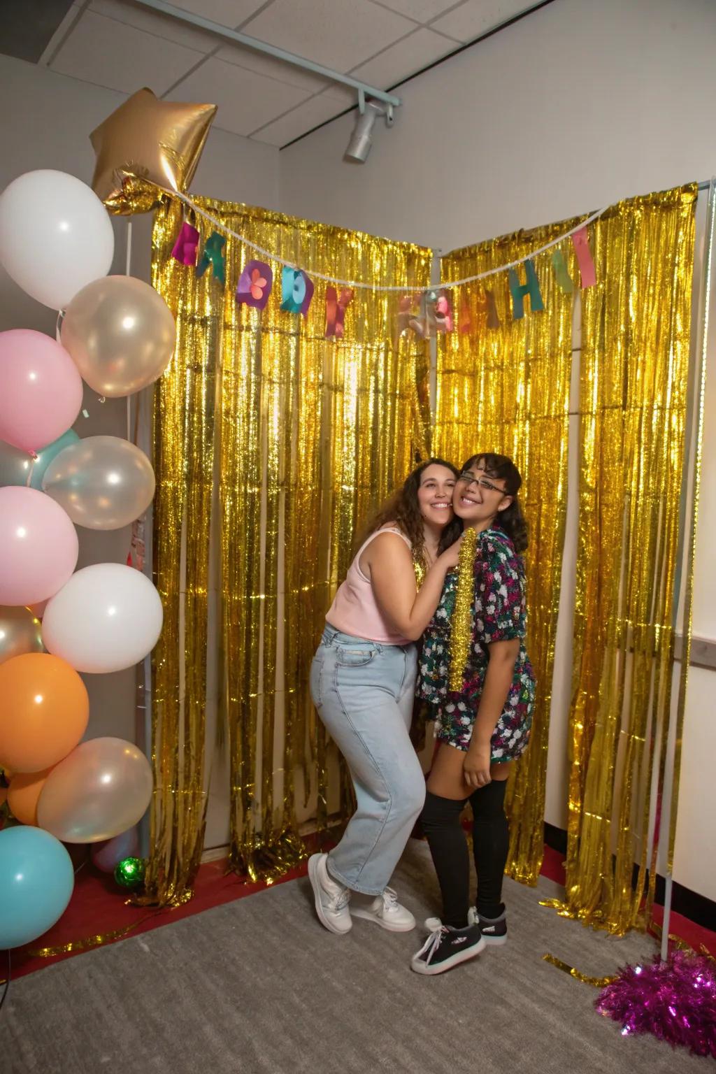 Gold foil curtains make for an impressive and stylish photo booth backdrop.