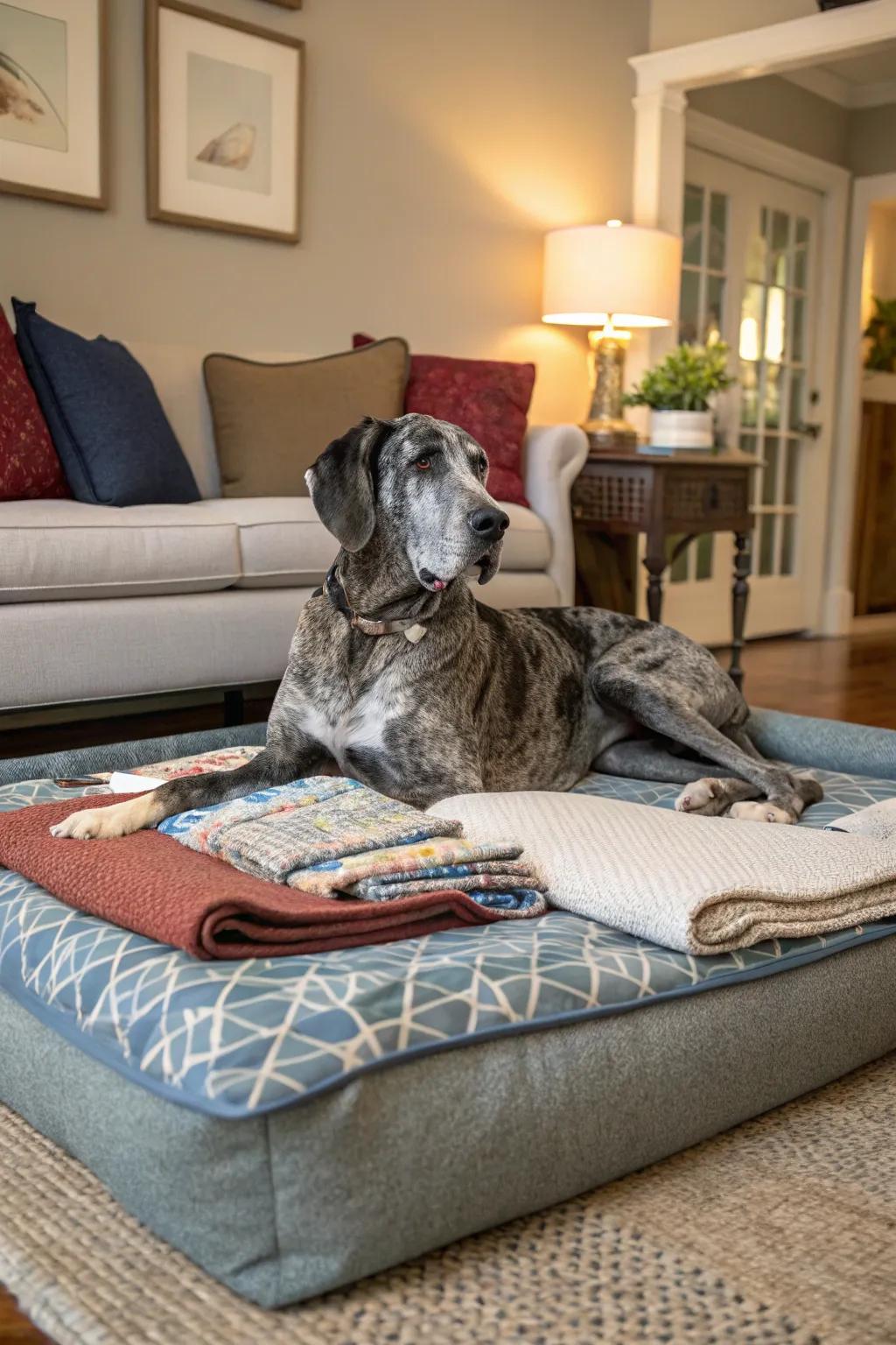 Customizable dog beds let you personalize comfort and style for your Great Dane.