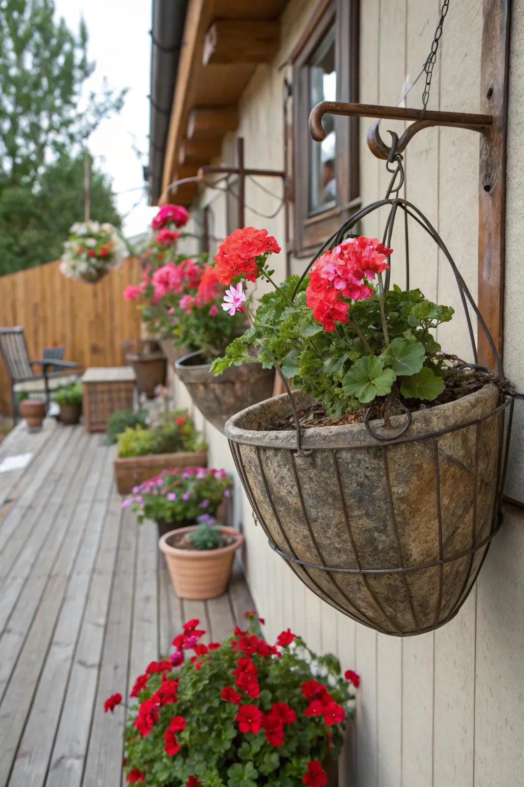 Metal baskets offer a rustic charm to your decor.