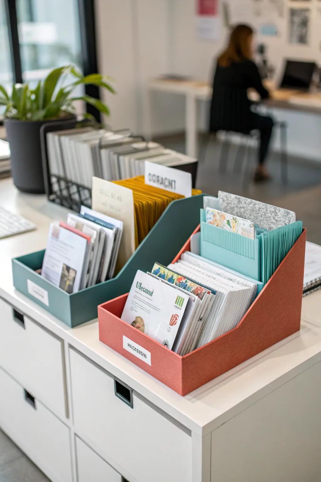 Magazine holders keep essential documents at your fingertips.